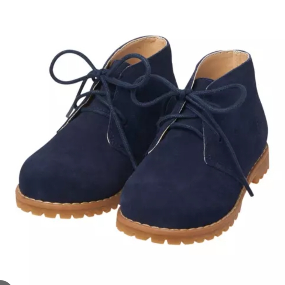 Janie and Jack Navy Suede Lace-Up Kids Ankle Boots